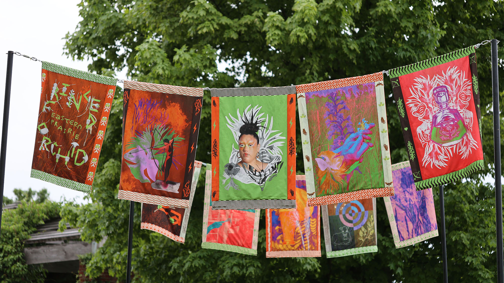 Detail view of Rhizomatic textile work featuring Indigenous plant knowledge and cultural symbolism